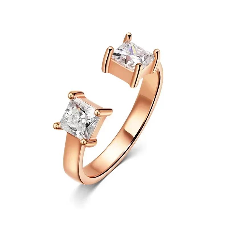 Smyoue 1CTTW 4.5mm Princess Cut Certified Moissanite Rings for Women Adjustable 100% 925 Silver Wedding Party Band Gift