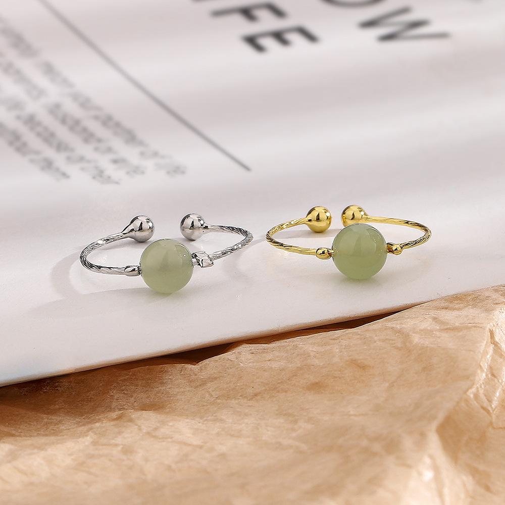 Кольцо из нефрита Хотан, кольцо-паспарту Гуочао, простое, свежее и элегантное, маленькое семейное круглое открытое кольцо из яшмы