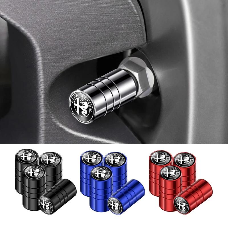 4Pcs Car Wheel Tire Valve Caps Cover Car Wheel Tire Stem Air Valve Caps for Alfa Romeo 4C 159 Spider Giulia Giulietta 156 147
