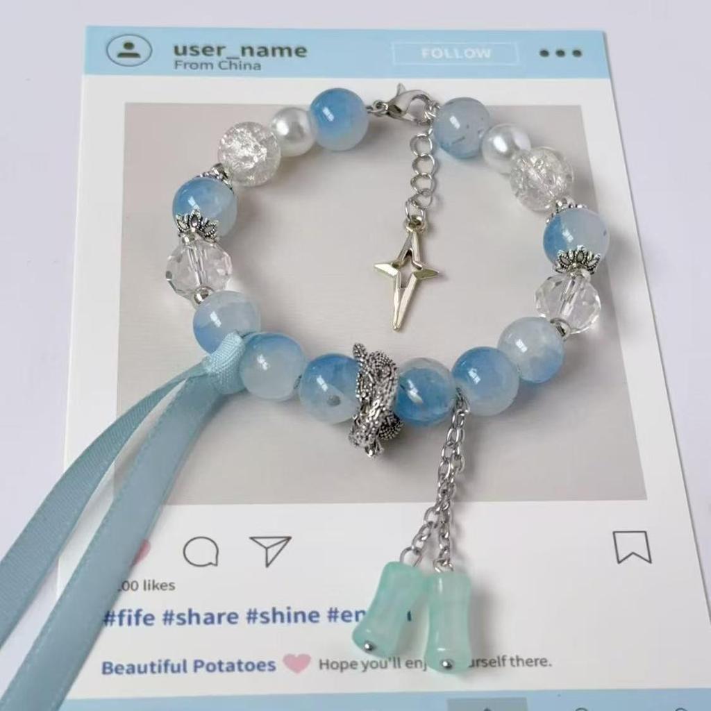 Браслет из бусин с лотосом и кошкой удачи: Стильный подарок для девушек