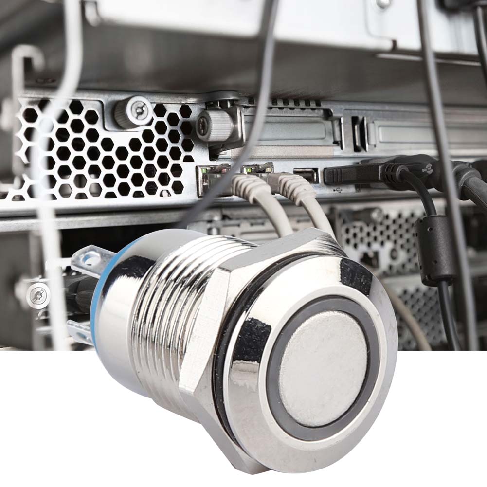 50pcs 12mm Metal Momentary Push Button Switch Auto Reset Flat Head 24V LED Light 4 Pin (Green)