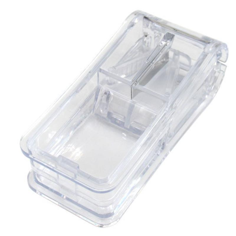 Candy Color Clear Pill Storage Box with Stainless Steel Pill Cutter Tablet Splitter Portable Mini Pill Box Case for Home Travel