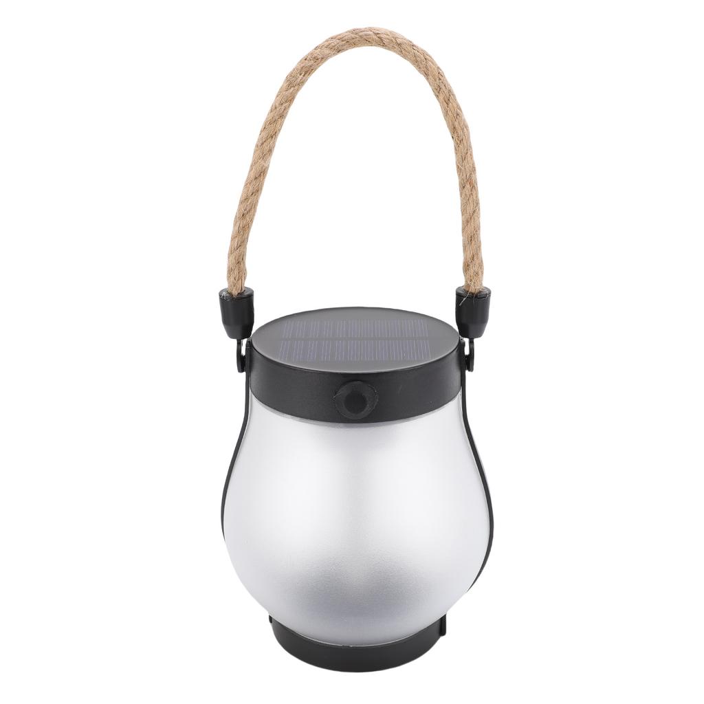Solar Lantern for Outdoor Rainproof Hemp Rope Hanging Flame Flickering LED Garden Light for Camping Yard Pathway Patio