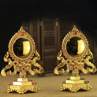 13x18 см ретро винтаж цинковый сплав тантрический компаньон зеркало подвеска эмаль Будда Мать Бодхисаттва фэн-шуй бронзовое зеркало