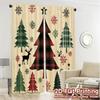 2pcs,Curtains Buffalo Plaid Christmas Trees Snowflakes_c (2) Chic Chic Curtain 100% Polyester Curtains Festive Suitable for