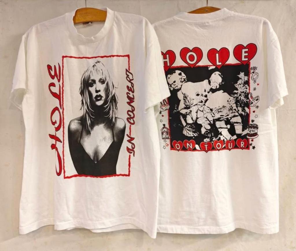 Винтажная футболка HOLE On Tour Courtney Love American Stars Rock 90-х Размер L РЕПРИНТ