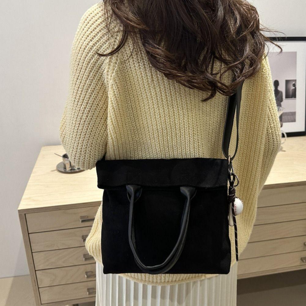 Brown Vintage PU Crossbody Bag Large Capacity Female Tote Bag Suede Velvet Shoulder Bag Students