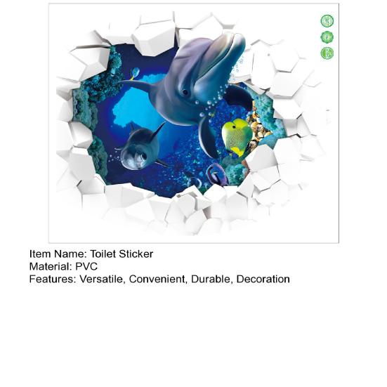 Наклейка на крышку унитаза с рисунком рыбы, водонепроницаемая, прочная, клейкая, для ванной комнаты дома, MIT