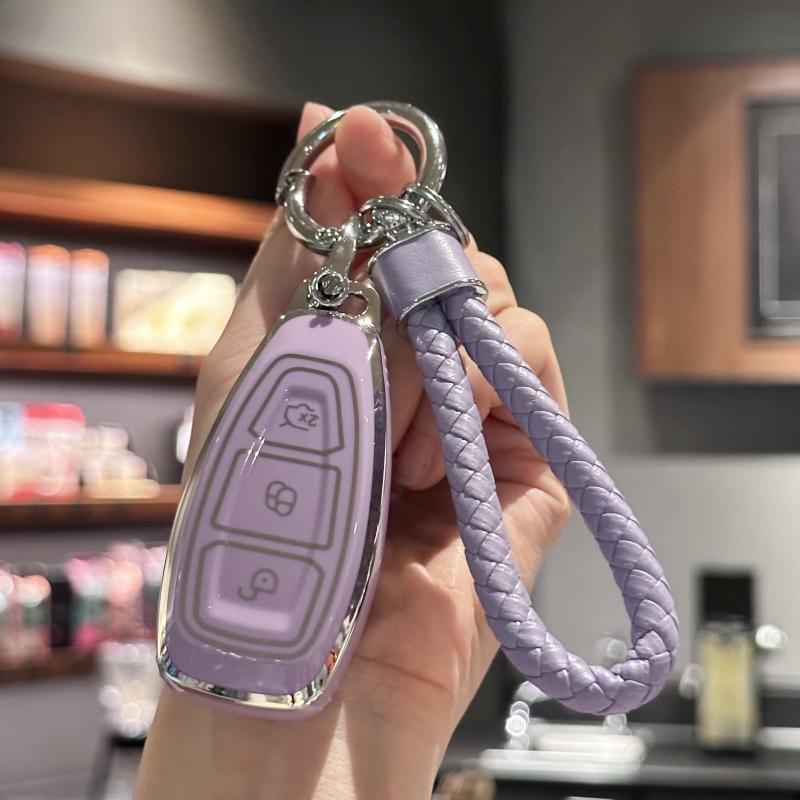 TPU Key Fob Cover with Keychain Lanyard for Ford Focus 3 4 ST Mondeo MK3 MK4 Fiesta Fusion Kuga Ecosport Protect Fob Accessories