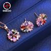 Flower Jewelry Sets Necklace Earrings For Women Cubic Zirconia Fashion Flower Necklace Earrings Jewelry Sets