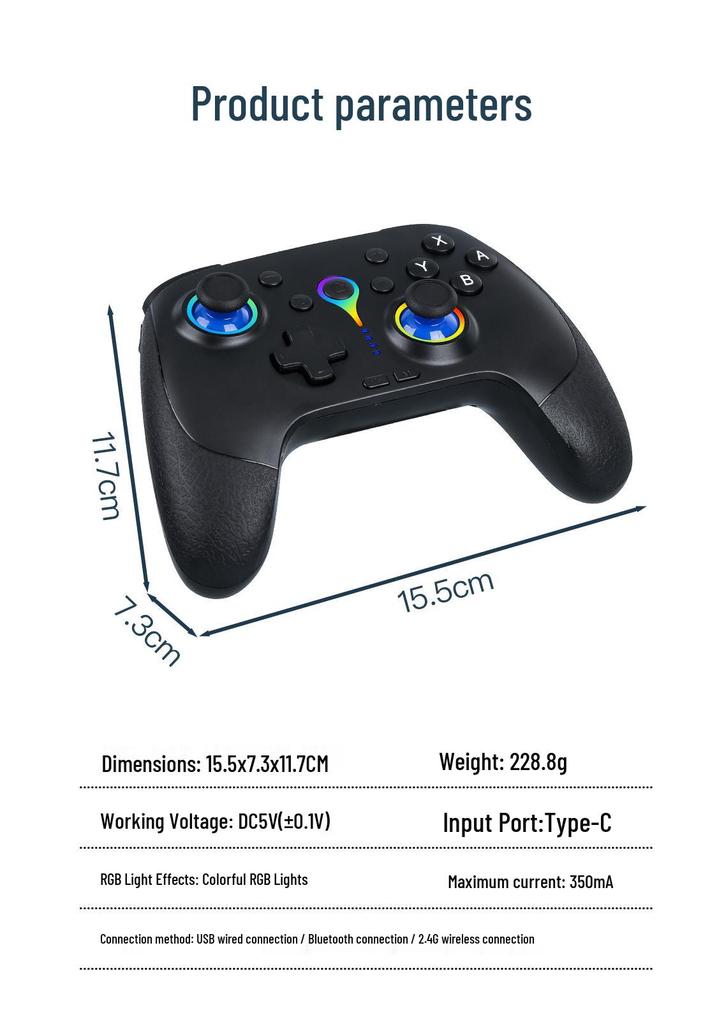 Игровой контроллер Bluetooth: Соматосенсорная вибрация и макросы, Совместимо с ПК, Steam, джойстиком Hall