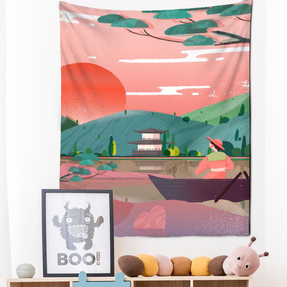 Японский гобелен с иллюстрацией, настенный Гобелен Канагава, волнистая печать, богемный хиппи, домашний декор для спальни