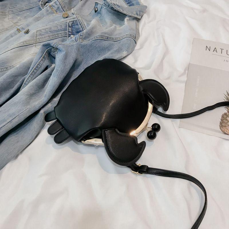 Ins Korean Crab Design Shoulder Bag Women PU Leather Whimsical Crossbody Bags Ladies Fashion Casual Animal Summer Beach Bag 2025