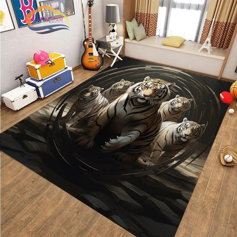 Коврик для пола с изображением животных, крутой тигр, модный ковер с рисунком для украшения дома, подарки, нескользящий коврик для гостиной и детской кровати