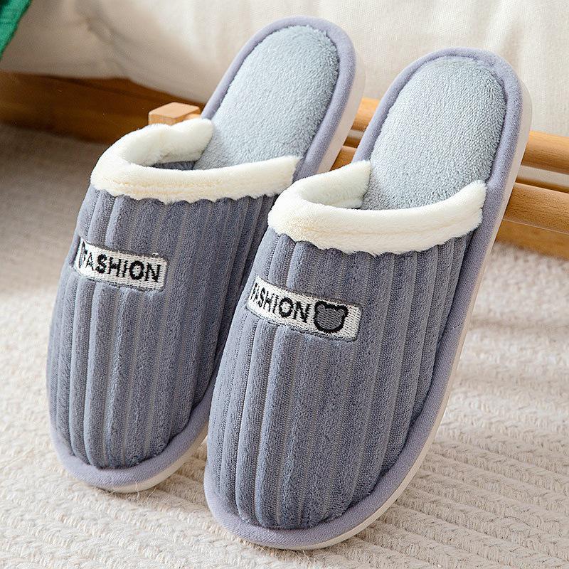 Женские теплые вышитые послеродовые тапочки - зимние хлопковые плюшевые для использования в помещении и на улице