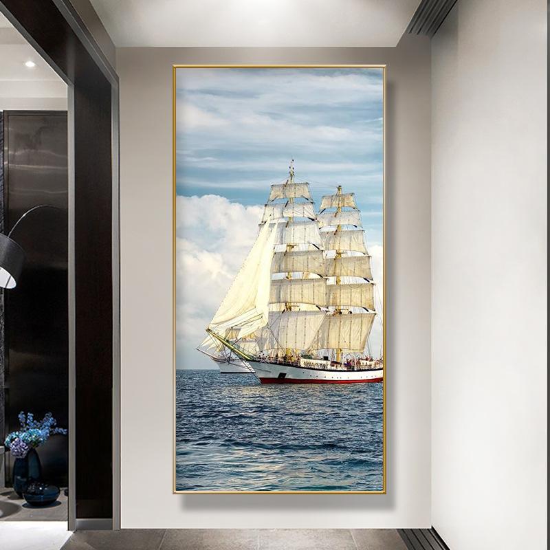 Золотая лодка корабль холст картина Lucky Stone Zen плакаты пейзаж настенные художественные картины для гостиной крыльцо Декор