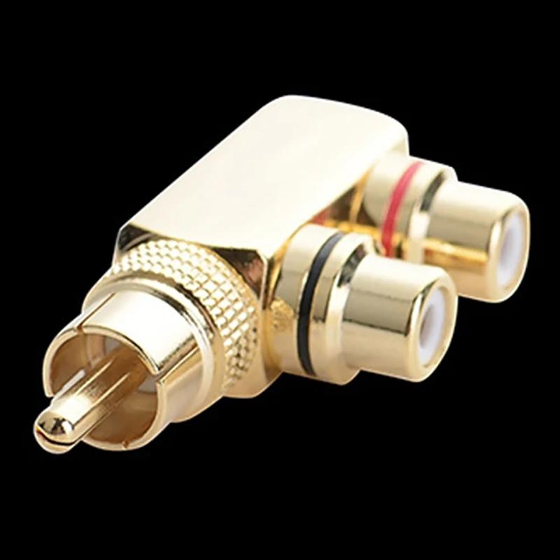 Позолоченный AV аудио разветвитель штекер RCA адаптер 1 штекер на 2 гнезда F разъем инструмент