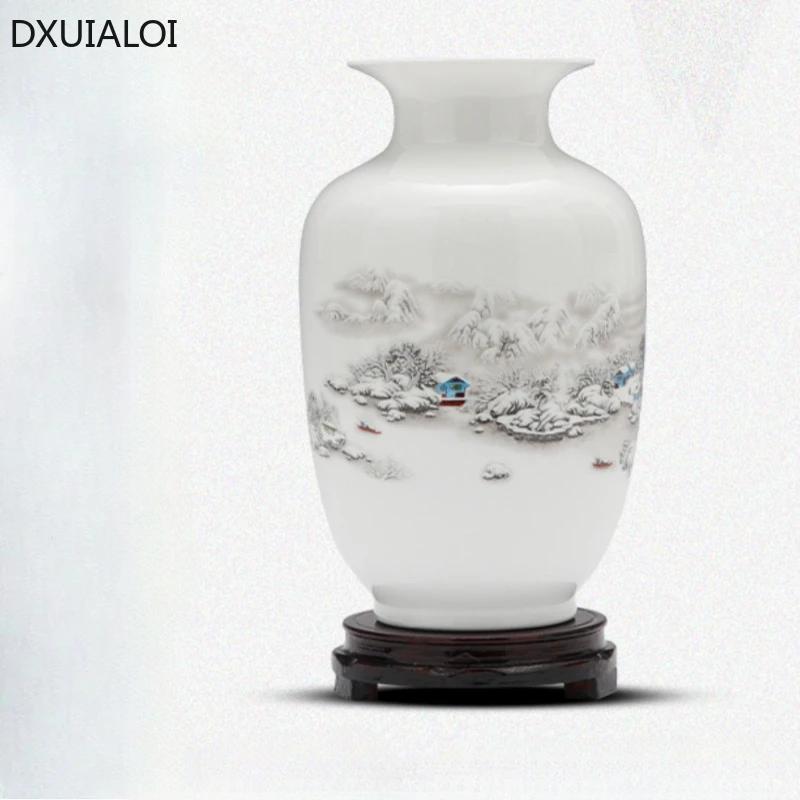 Jingdezhen Ceramic Vase Home Decoration Accessories Desktop Ornament Living Room Flower Planter Chinese Style Ceramic Crafts