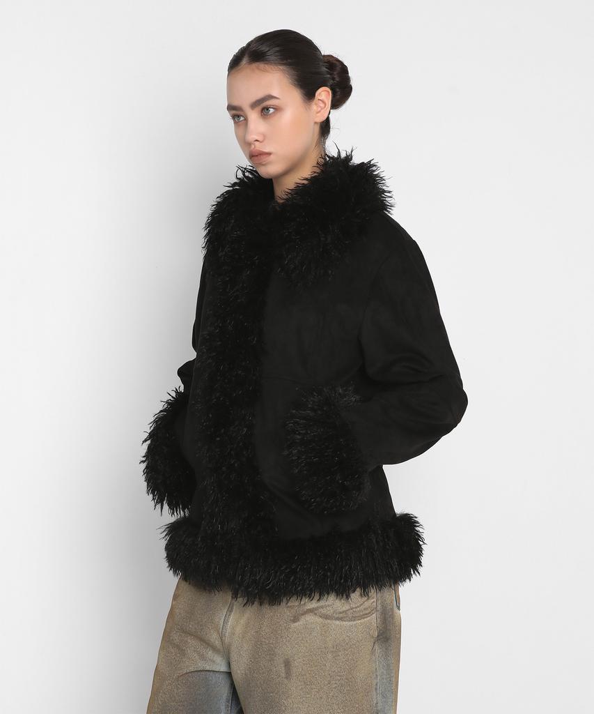 Sandric Trimming Fur Jacket_Black