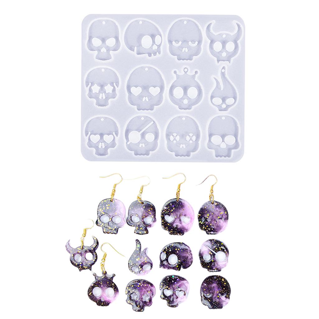 Portable Creative Skull Designs Sturdy Silicone Molds Craft Supplies for Earring Crafting High Temperature Resistant