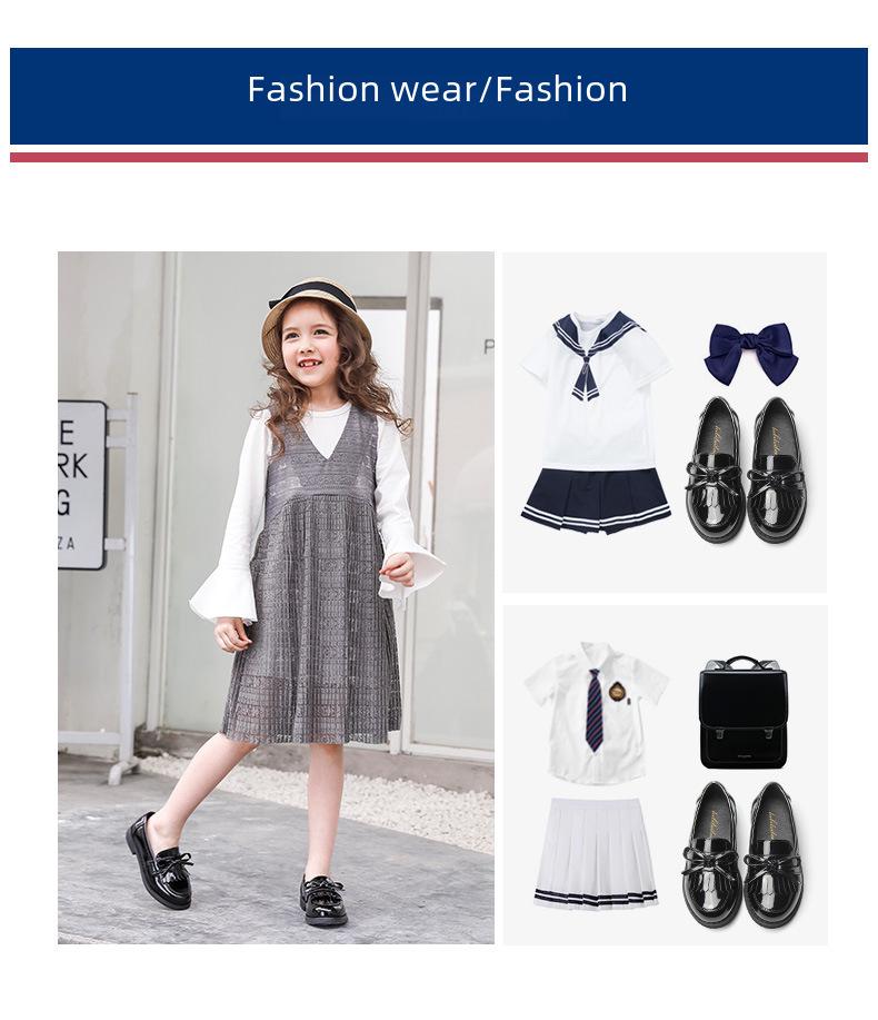 Girls' British Style Black Leather Princess Shoes with Soft Soles for Spring and Autumn