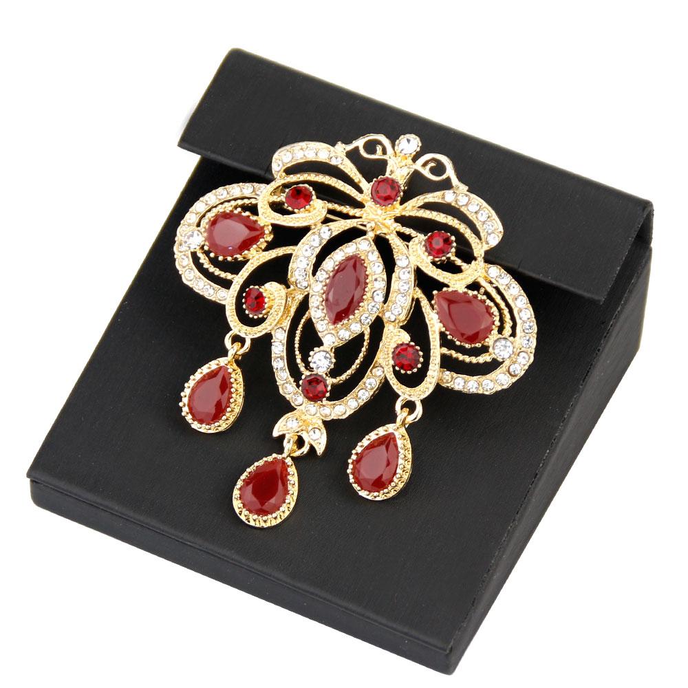 Crystal Brooches for Women Gold Color Caftan Pins
