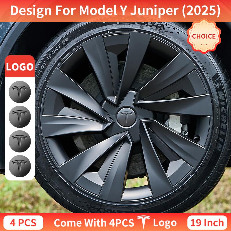 4 шт. для новой Tesla Model Y 2025-2026 Juniper 19-дюймовые колпаки ступицы в стиле Turbine, накладки на диски, аксессуары, колпак колеса автомобиля