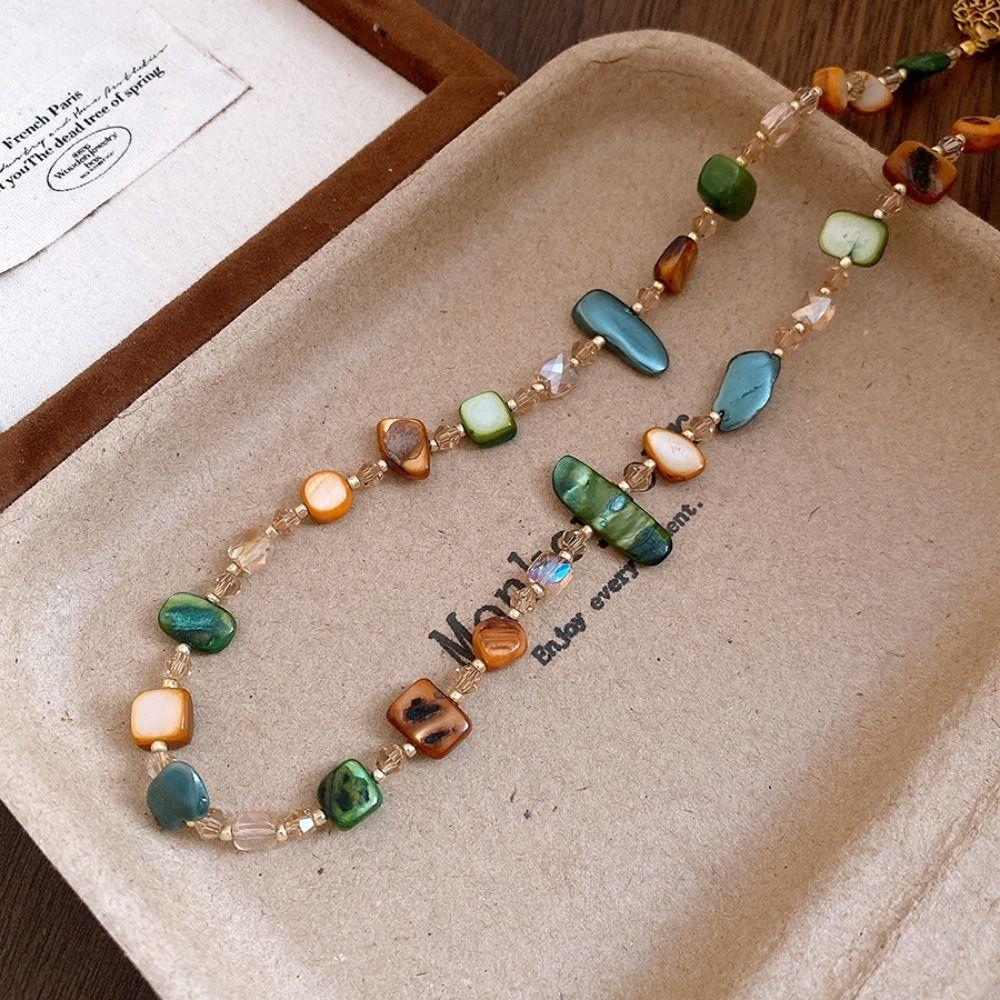Colorful and Green Antique Necklace Shell Beaded Collarbone Necklace Jewelry & Accessories