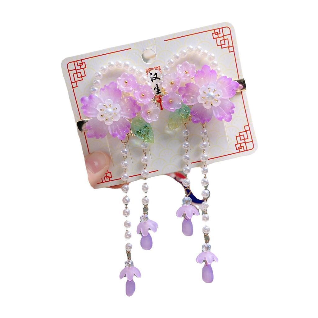 Hanchen Children's Hanfu Flower Tassel Hairpin - Ancient Style Girls' Hair Accessories