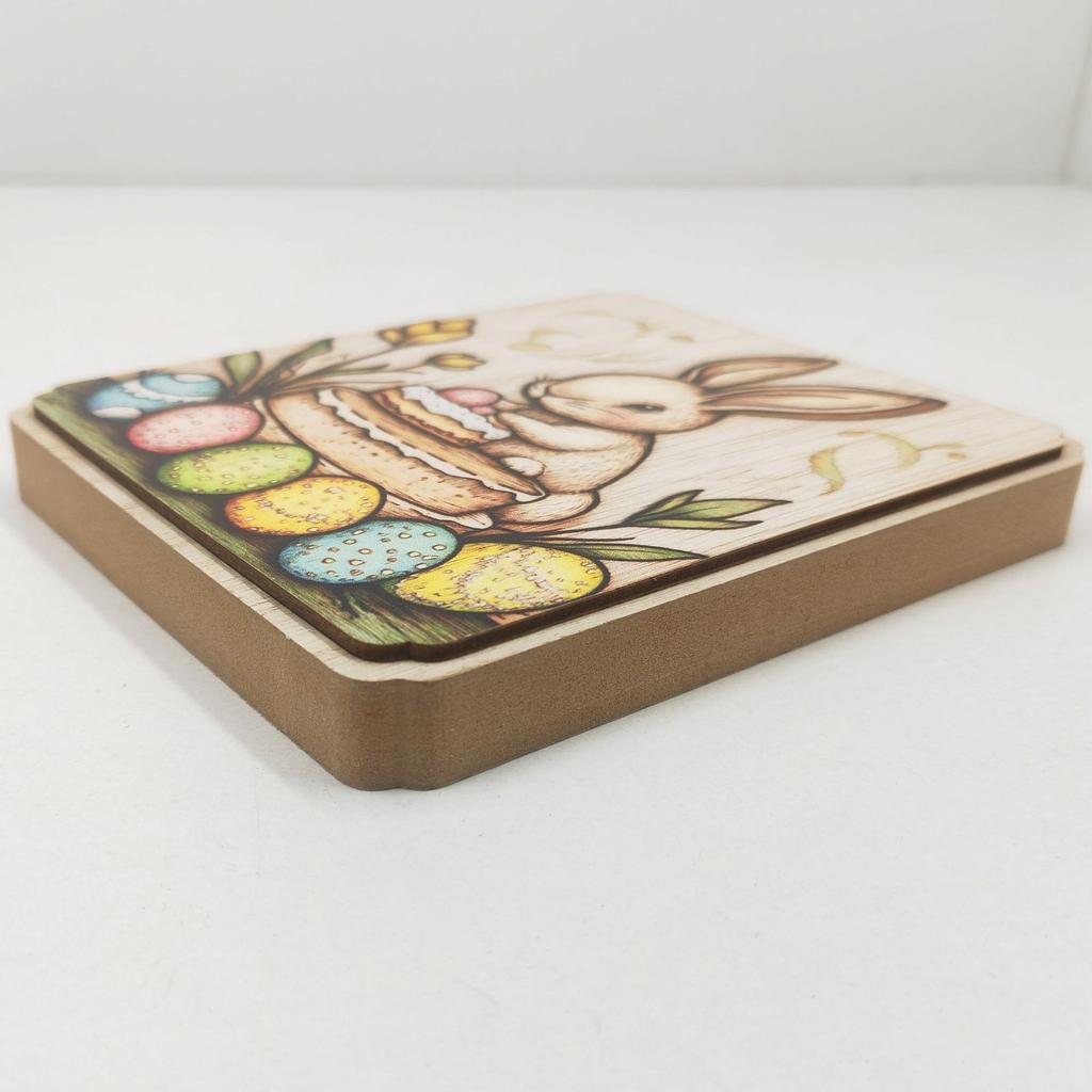 Wooden Easter Bunny Tiered Ornaments Rustic Cute Party Favors