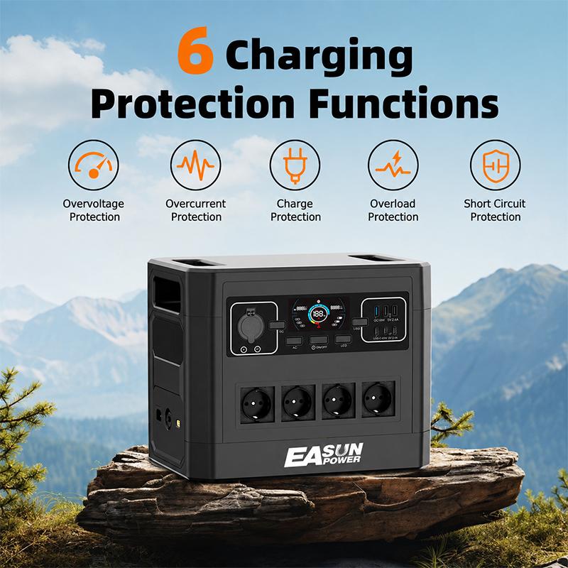 EASUN POWER 800 Вт 1800 Вт Портативная электростанция Солнечный генератор 493 Втч 1024 Втч Аккумулятор Lifepo4 Домашний резервный источник питания Для кемпинга на открытом воздухе Мобильное питание