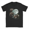 Raccoon 3 Racoons Howling At Moon T-Shirts Men Funny Weird Cursed Novelty 100% Cotton Tee Shirt Crewneck Short Sleeve T Shirts