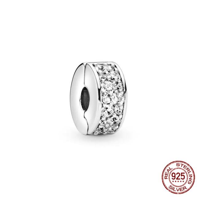Стерлингового серебра 925 пробы, прозрачное Pav éClip, подвеска из бисера, подходит для милого модного браслета, ожерелье, модные украшения, подарок для женщин
