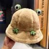 Fashion Autumn Winter Fisherman Hat Cute Soft Frog Hat Keep Warm Bucket Hats Outdoor