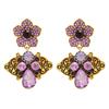 Shining Vintage Flower Earrings Elegant Purple Earrings Sweet Rhinestone Drop Earrings  Women