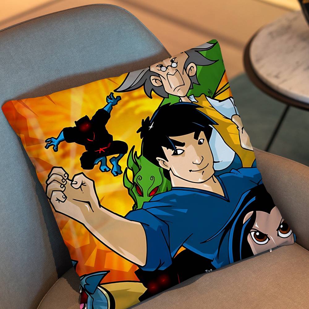 Cool Jade Jackie Chan Adventures Pillow Case Anti-Dustmite Pillowcase Invisible Zipper Silky Short Plush Sofa Cushion Cover