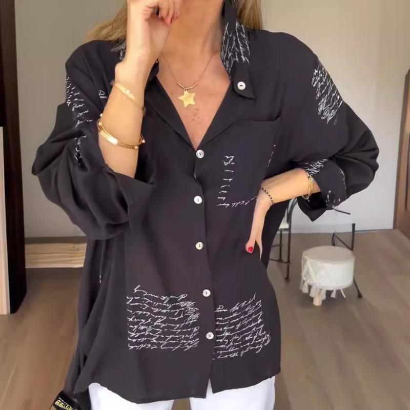 Модные свободные сексуальные повседневные рубашки больших размеров с принтом для женщин, весна и лето, новые нестандартные блузки с длинным рукавом, женские топы на пуговицах 26627