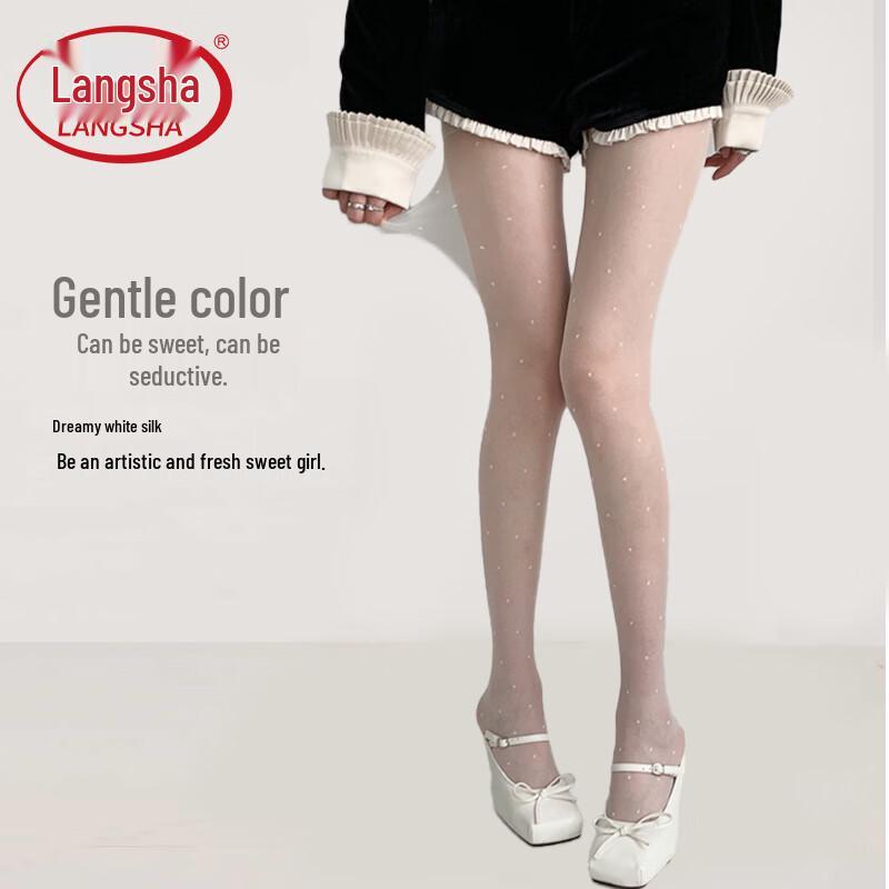 LANGSHA Women's Ultra-Thin Polka Dot Anti-Snag Pantyhose