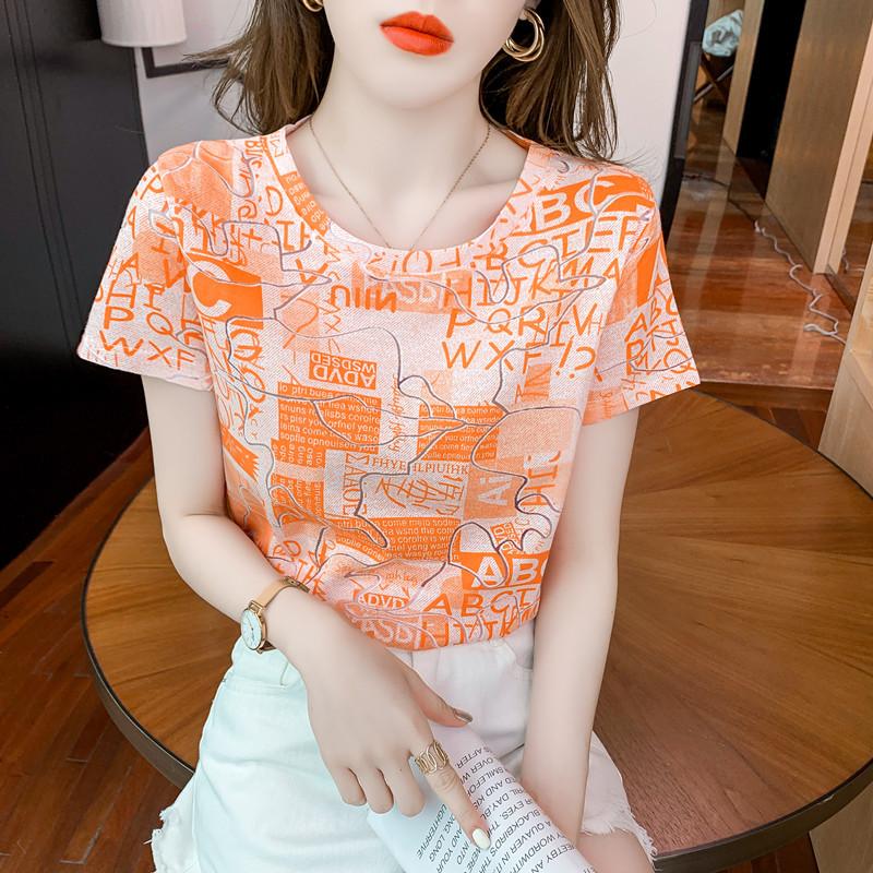 2025 Летняя повседневная футболка для женщин Базовый цветочный принт Топы с коротким рукавом и круглым вырезом свободная футболка y2k Винтажный топ Harajuku Streetwear