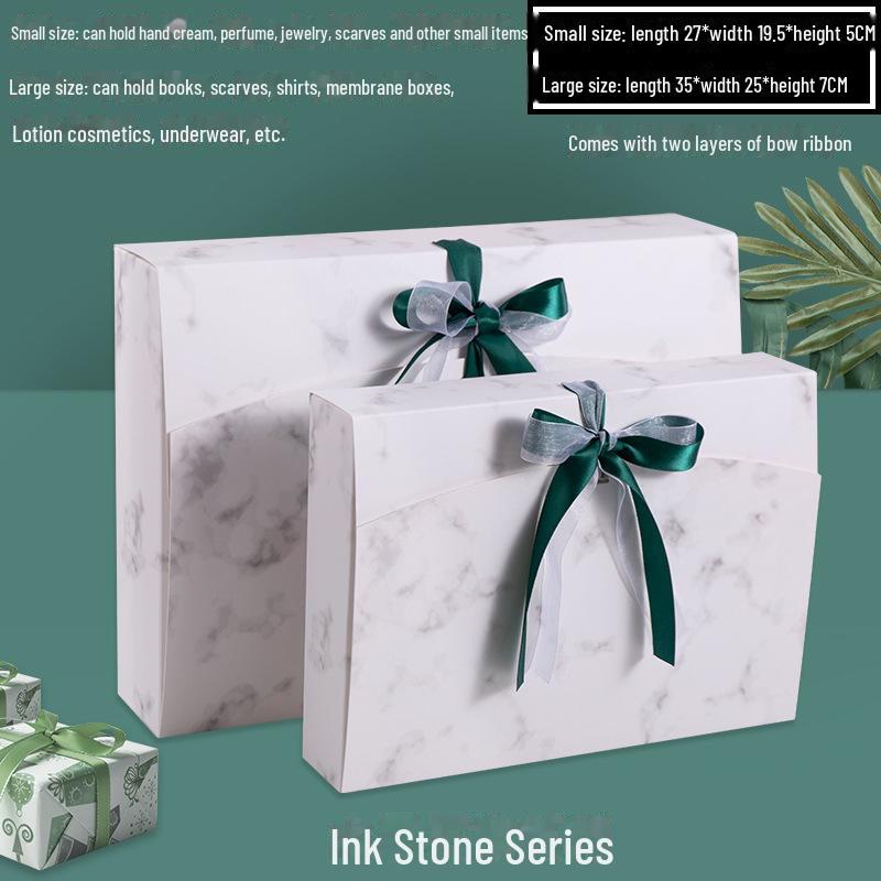 Custom Pearlescent Bow Ribbon Gift Box for Silk Scarves, Pajamas, and Shirts