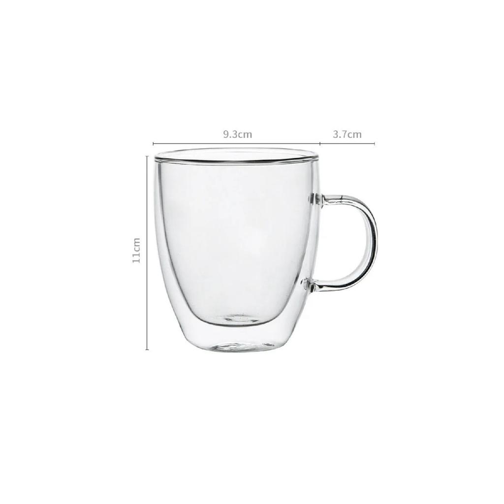 Боросиликатный стакан для кофе и презентаций с двойными стенками и ручкой, 250 мл.