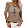Women Casual Round Neck Off Shoulder Top Female Fashion Tee Shirt Summer Printed Loose Short Sleeve T-shirt