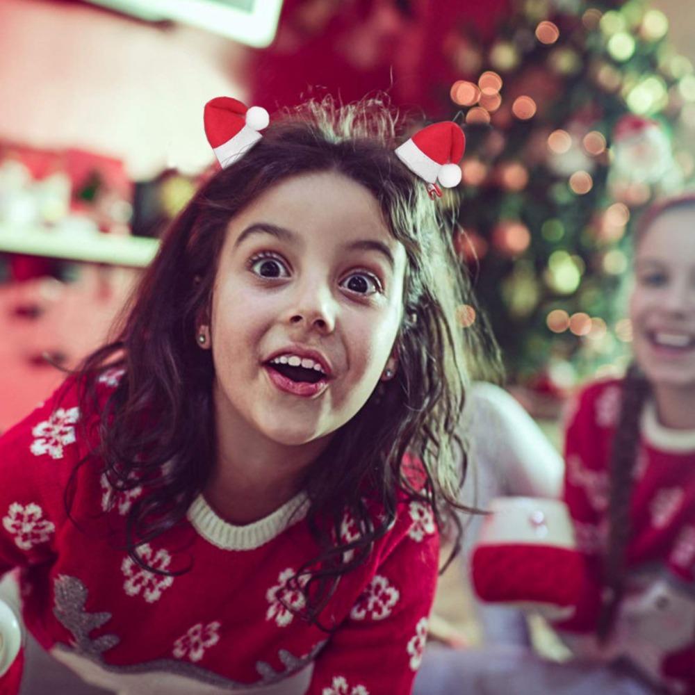 10Pcs Santa Christmas Hat Clips Mini Hair Grips Barrettes New Christmas Hair Clips Christmas