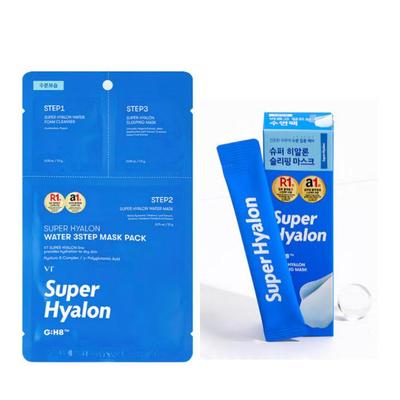 VT Super Hyalon Водная маска-патч 3-шаговая 5 наборов + Super Hyalon Ночная маска 4 мл x6