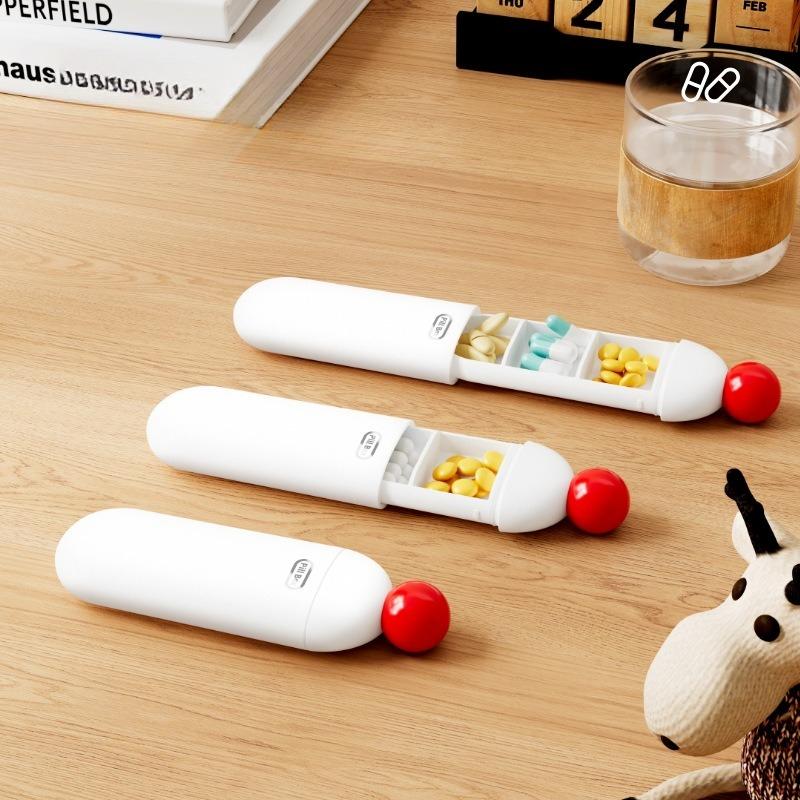 Мини Портативный Органайзер для Таблеток Разноцветный 3 Отделения Маленький Футляр для Таблеток Дорожный Органайзер для Лекарств Карманный Бокс для Витаминов и Пищевых Добавок Рыбий Жир