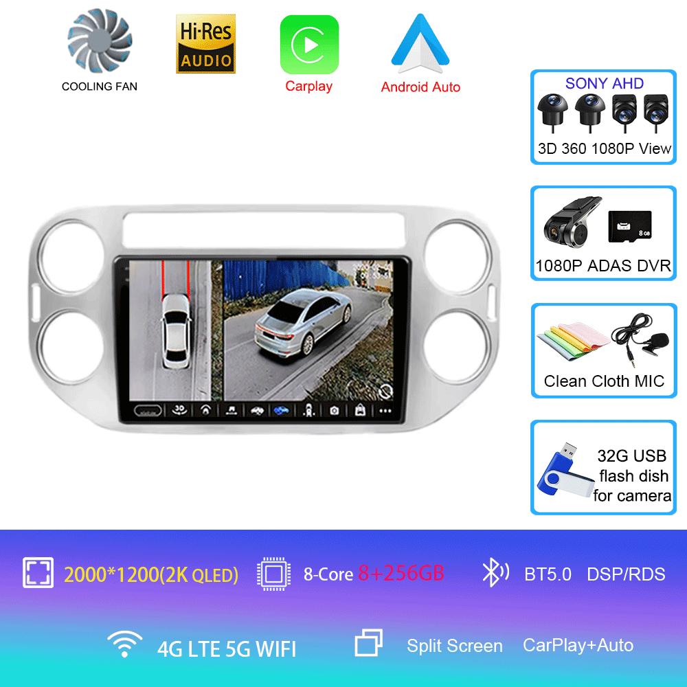 Автомобильное радио Android 14 Wireless CarPlay Auto для VW Volkswagen Tiguan 1 NF 2006-2016 Мультимедийный видеоплеер Стерео GPS 2din Navi