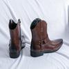 Мужские ковбойские ботинки с острым носком, повседневные ретро-платья, кожаные ботинки на молнии, мужские полусапоги больших размеров