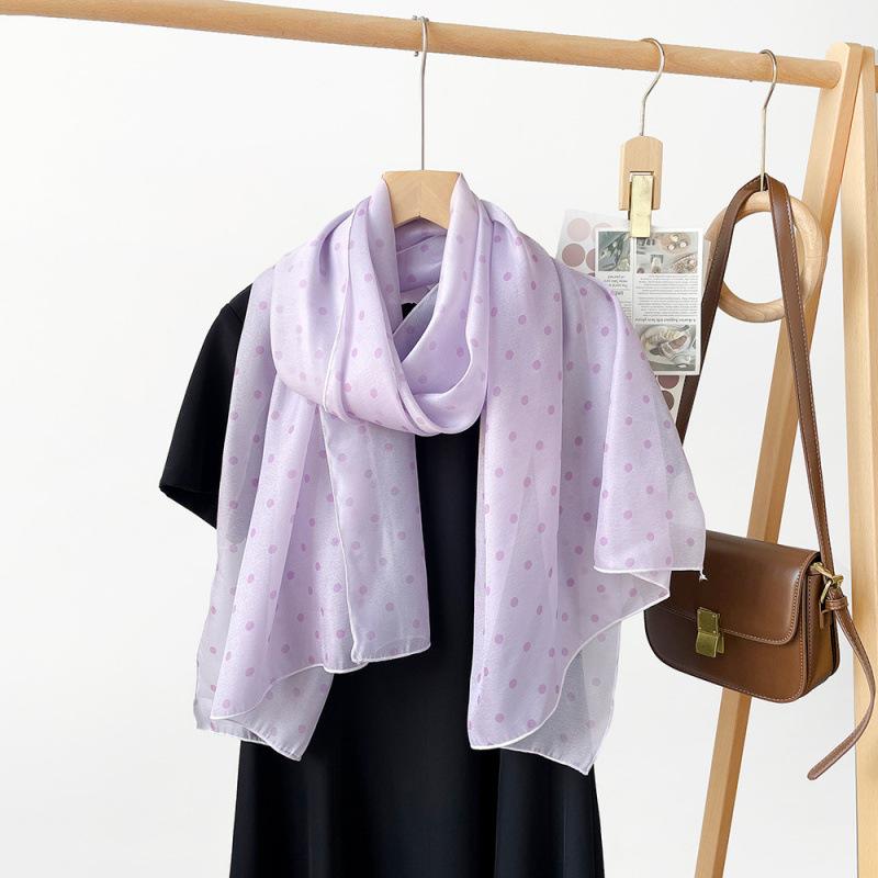 180*70cm Polka Dot Scarf For Women Long Thin Shawl Scarf Shiny Organza Scarf