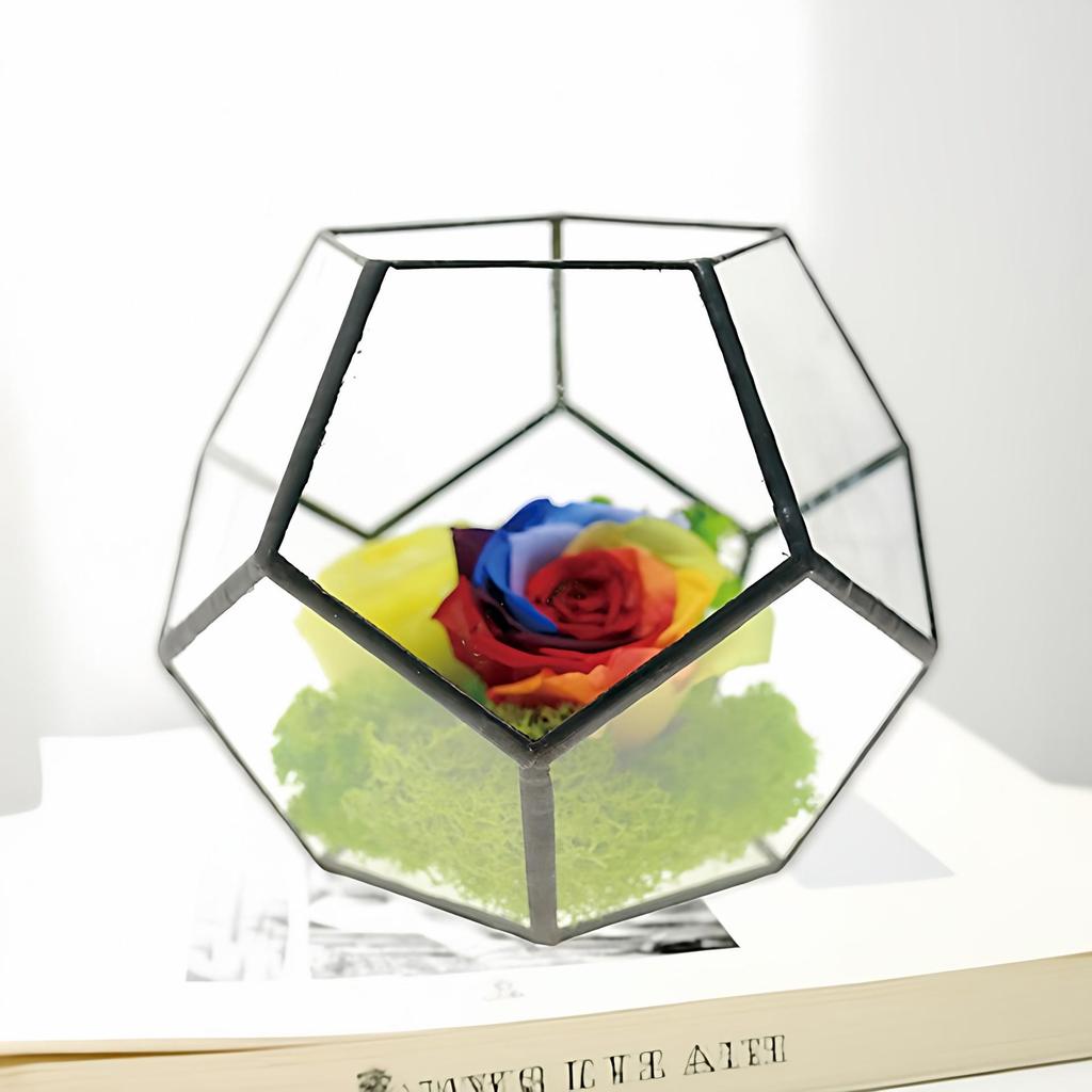 Nordic Geometric Glass Preserved Flower Decor for Home, Coffee Shop, or Wedding