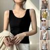 Women Sport Vest O-neck Sleeveless Tank Tops Solid Color Slim Fit Moisture-Wicking Bottoming Tops Streetwear